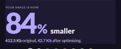 The result panel after the download, reading the percentage saved and the size the darkened image came down to.
