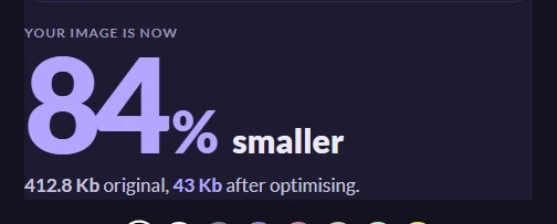 The result panel after the download, reading the percentage saved and the size the darkened image came down to.